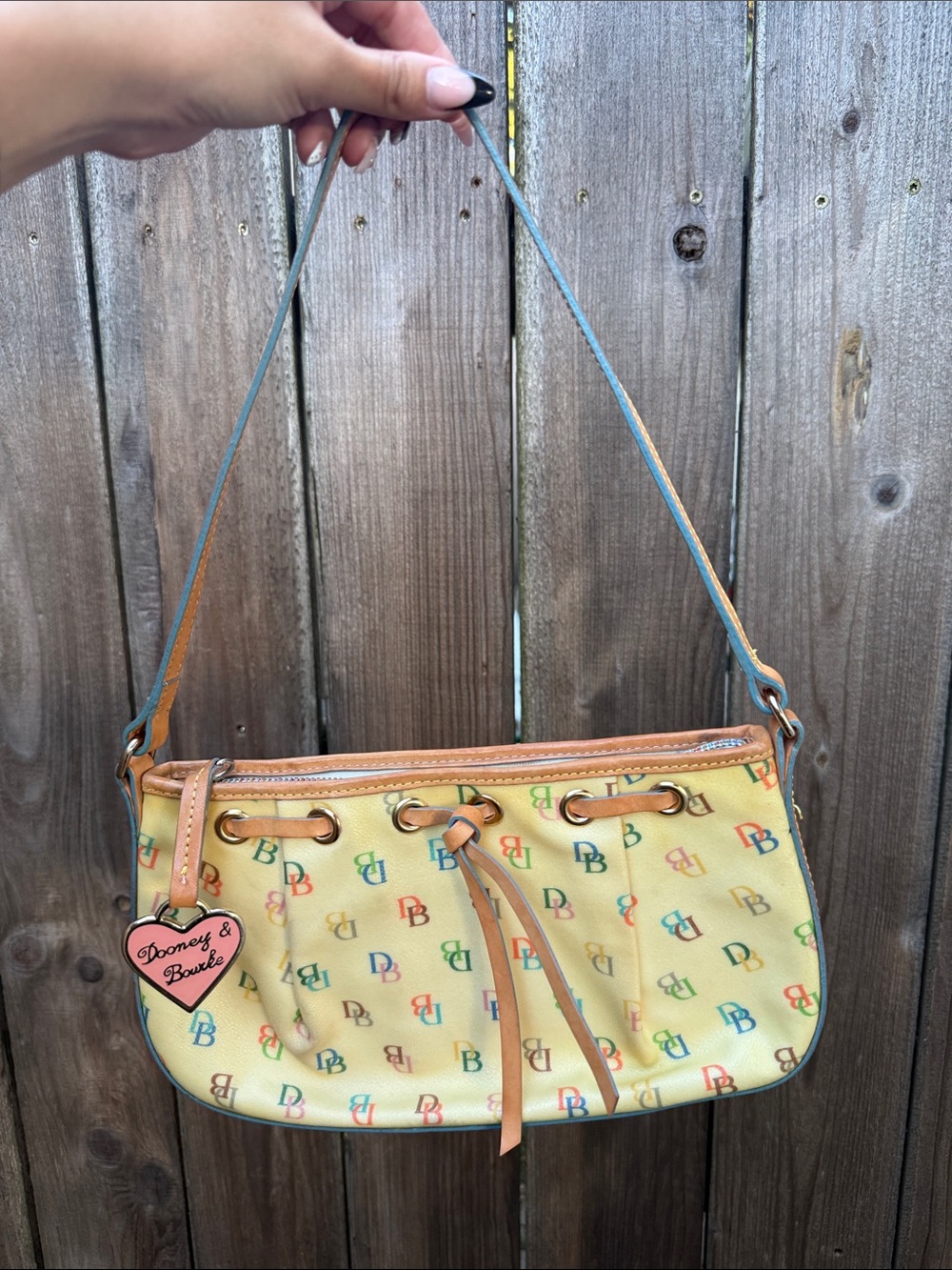 Dooney & Bourke Yellow Multicolor Logo Shoulder Bag